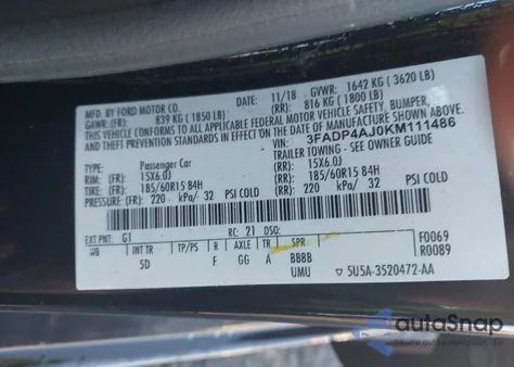 2019 Ford Fiesta S из США, поврежденный, VIN 3FADP4AJ0KM111486